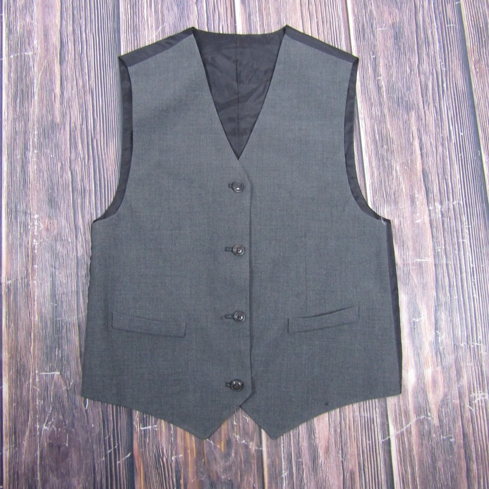 Suit Vest Mens M Black Solid 4-Button 3 Piece Formal Dress Waistcoat Wedding‎